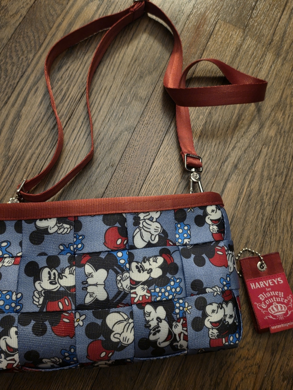 Harveys Disney Mickey Loves Minnie Couture Patchwork Convertible Clutch